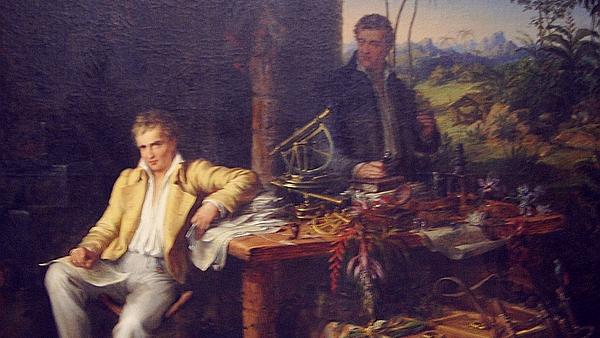 Alexander von Humboldt mit seinem Freund und Wegbegleiter Aimé Bonpland am Orinoco 1800 auf einem Gemälde von Eduard Ender von 1856 (Abbildung: Wikipedia)