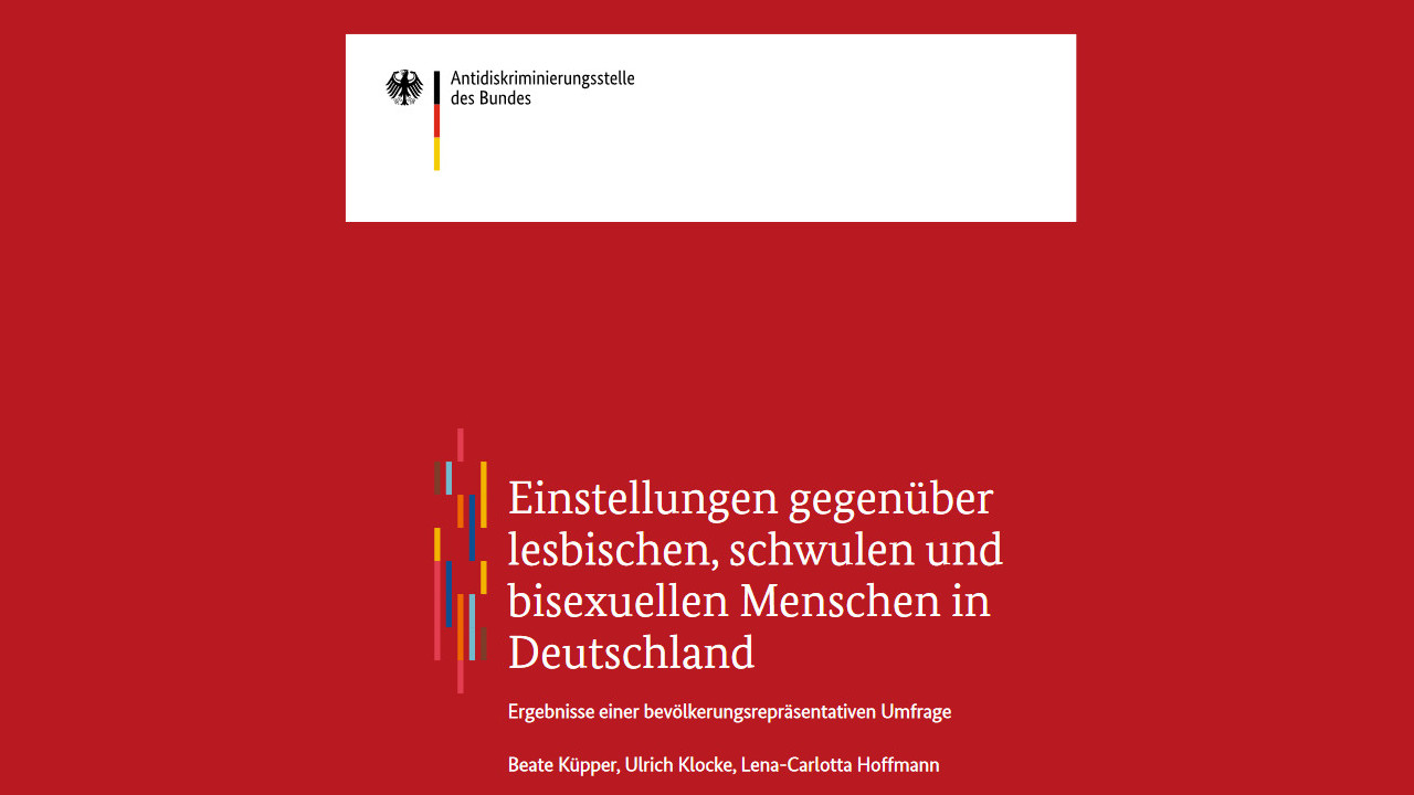 Titelbild der Studie Einstellungen gegenüber lesbischen, schwulen und bisexuellen Menschen in Deutschland von der Antidiskriminierungsstelle des Bundes 2017
