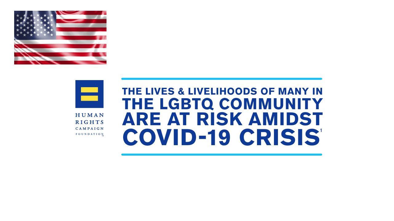 Corona und die LGBTQ-Community in den USA Cover der Veröffentlichung der Human Rights Campaign zusammen mit Flagge der USA