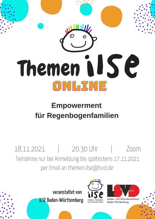 18.11, 20.30: Online: Themen ilse Was Empowerment ist und wie Empowerment im Alltag gelebt werden kann, darüber wird Michaela Herbertz-Floßdorf aus fachlicher und Peer-Perspektive berichten. Außerdem bleibt natürlich wie bei jeder Themen ILSE auch Zeit für den Austausch untereinander