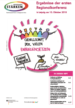 Cover der Broschüre zur Regional-Konferenz Leipzig. Gegensteuern. Rechtspopulismus und Gleichstellungsgegnerinnen die Stirn bieten
